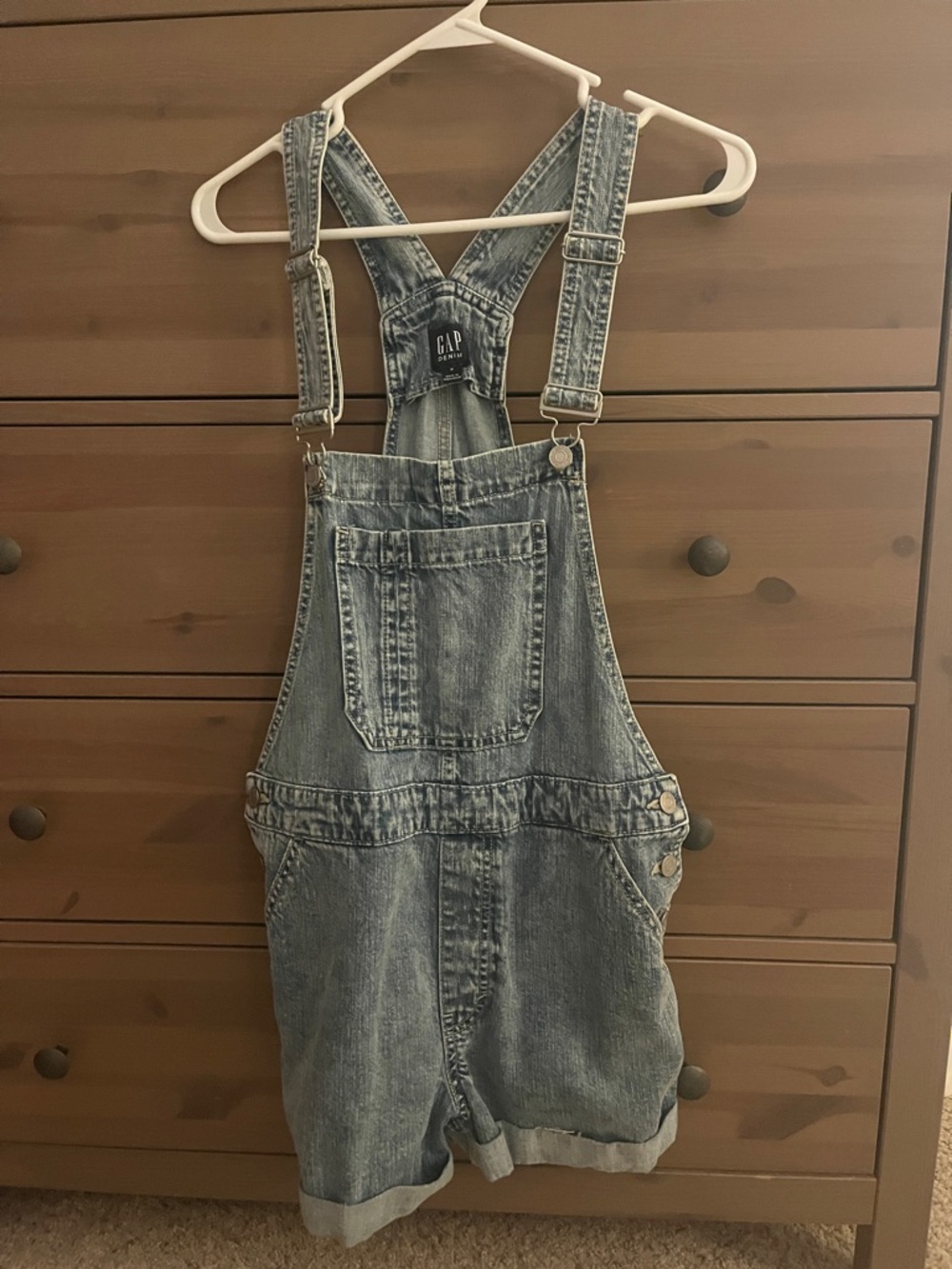 GAP Light Blue Denim Shortalls with Adjustable Straps